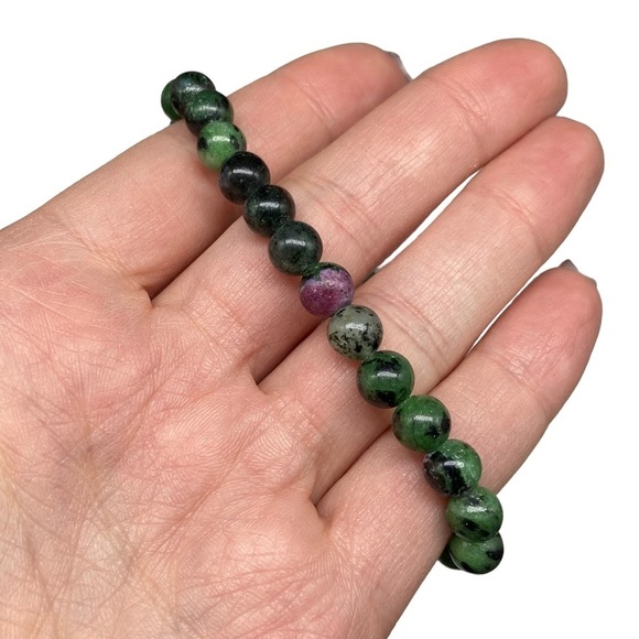 6mm Ruby Zoisite Stretch Bracelet Beads Beaded Crystal Stone Gemstone Green - Picture 3 of 6